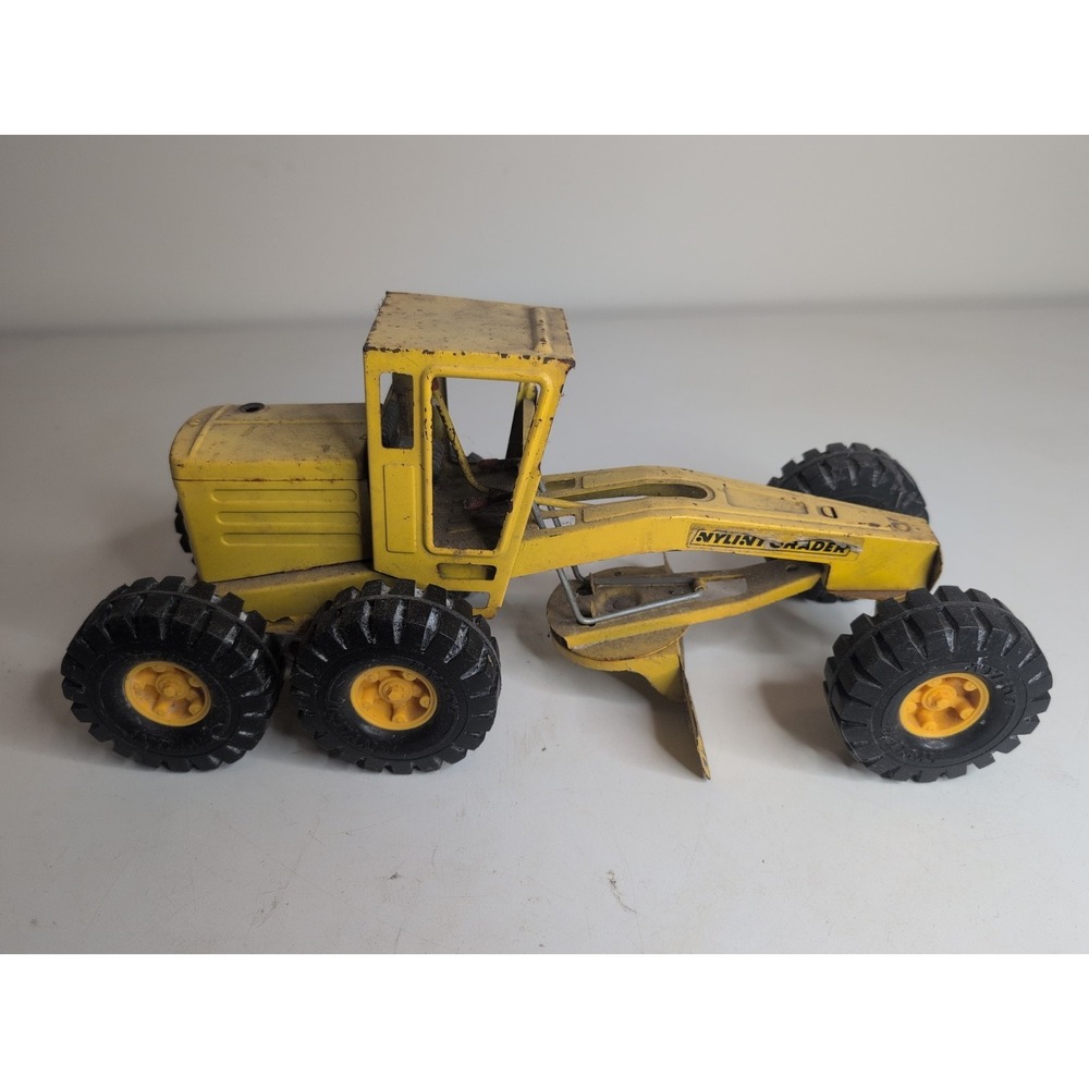 VINTAGE 1970's NYLINT PRESSED STEEL YELLOW ROAD GRADER